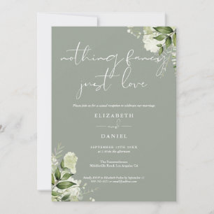 Salie Groene Bloemen Elopement Trouwreceptie Kaart