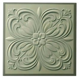 Salie Groene Bloemen Faux Relief Decoratief Tegeltje