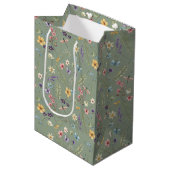 Salie Groene Bloemen & Vlinder Medium Cadeauzakje (Voorkant Gekanteld)