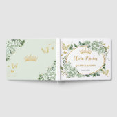 Salie Groene Bloemenvlinders Gouden Quinceanera Gastenboek (Volledig)
