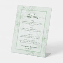 Salie Groene Bloemige Bruiloftsdranken of Bar Menu
