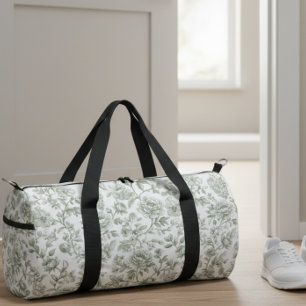 Salie Groene Bloemige Vintage Toile Patroon Plunjezak