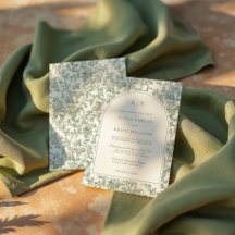 Salie Groene Bloemrijke Toile Monogram Huwelijksbo