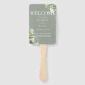 Salie Groene Bloemrijke Typografie Trouwprogramma Handwaaier (Voorkant)