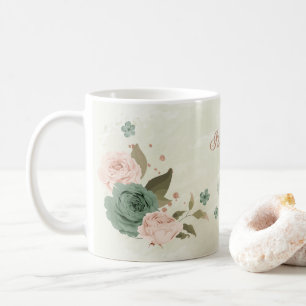 salie groene blos bloemmotief  koffiemok