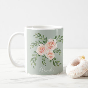 Salie Groene Blosemtip Waterkleur Typografie Koffiemok