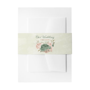 Salie Groene Blush Bloemen Bruiloft Uitnodigingen Wikkel