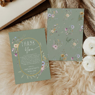 Salie Groene Botanische Baby Shower Bedankkaart