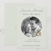 Salie groene botanische foto save the date kaart (Voorkant / Achterkant)