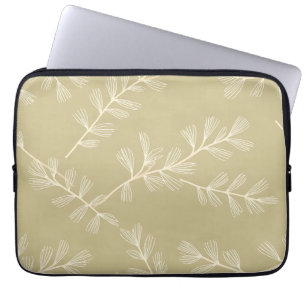Salie Groene Botanische Patroon Crème Handgetekend Laptop Sleeve