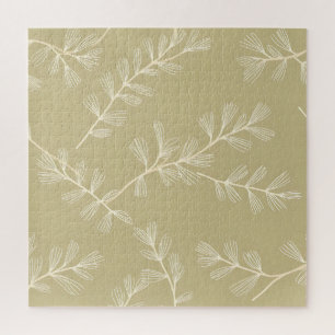 Salie Groene Botanische Patroon Crème Handgetekend Legpuzzel