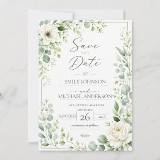 Salie Groene Botanische Save The Date Kaart