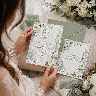 Salie Groene Botanische Save The Date Kaart