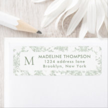 Salie Groene Botanische Toile Monogram Adres