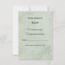 Salie Groene Botanische Trouw RSVP Kaart