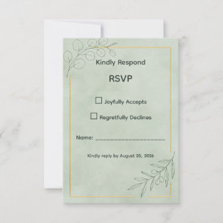 Salie Groene Botanische Trouw RSVP Kaart