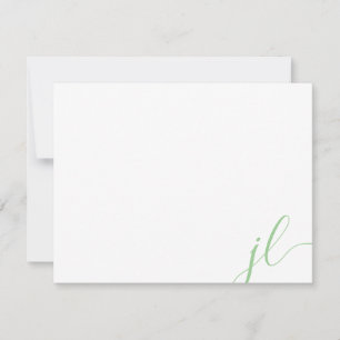 Salie Groene Calligrafie Schrift Twee Initialen Notitiekaartje