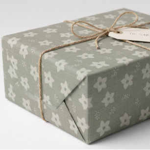 Salie Groene Crème Narcis Bloemig Cottagecore Cadeaupapier