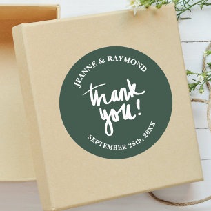 Salie Groene Dankjewel Calligraphy Trouw Favoriet Ronde Sticker