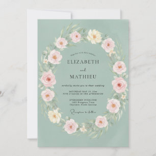 Salie Groene Delicate Krans Huwelijk Kaart