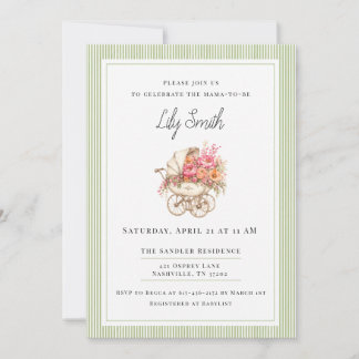 Salie groene eenvoudige babyshower uitnodiging 