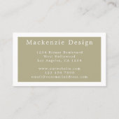 Salie Groene Eenvoudige Elegante Professioneel Visitekaartje (Achterkant)