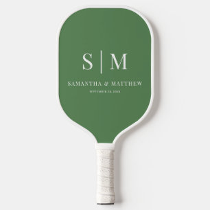 Salie Groene Eenvoudige Koppel Monogram Eerste Let Pickleball Paddle