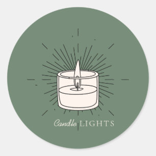 Salie groene Elegante Licht Handgemaakte Kaars Ronde Sticker