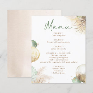 Salie groene en beige boho menukaarten