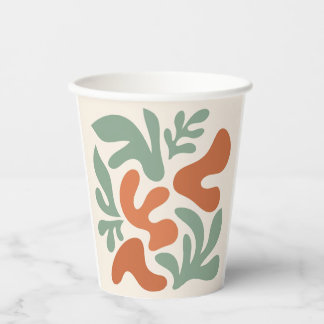 salie groene en terracotta abstracte wandkunst papieren bekers
