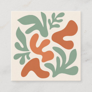 salie groene en terracotta abstracte wandkunst vierkante visitekaartje