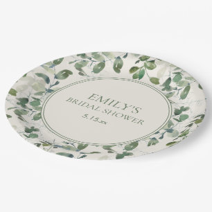 Salie Groene Eucalyptus Bladeren Crème Bruiloft Bo Papieren Bordje