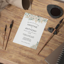 Salie Groene Eucalyptus Bloemen Huwelijksuitnodigi