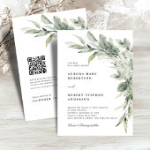 Salie Groene Eucalyptus Minimalistische QR-code Tr Kaart