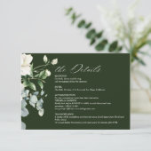 Salie Groene Eucalyptus & Roze Ivoren QR Code Huwe Informatiekaartje (Staand voorkant)