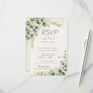 Salie Groene Eucalyptus Trouw RSVP Kaart