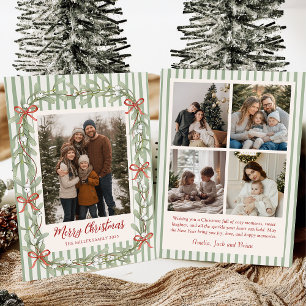 Salie Groene Familie Foto Kerst Vakantiekaart Feestdagenkaart