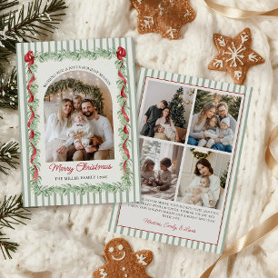 Salie Groene Familie Foto Kerst Vakantiekaart Feestdagenkaart