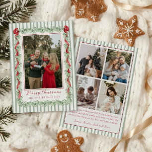 Salie Groene Familie Foto Kerst Vakantiekaart Feestdagenkaart