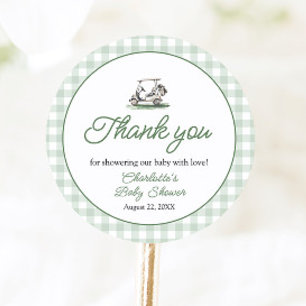 Salie Groene Frame Golf Nieuw bij de Club Baby Sho Ronde Sticker