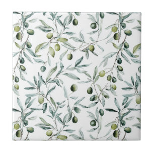 Salie Groene Franse Landelijke Aquarel Olijf Tegeltje