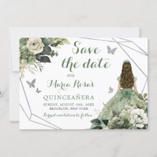 Salie groene geometrische prinses Quinceañera bloe Kaart