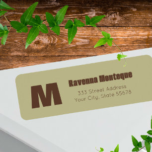 Salie Groene Gepersonaliseerde Monogram Letter Naa Etiket