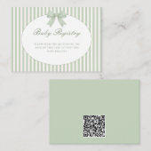Salie groene gestreepte kaart voor baby shower (Voorkant / Achterkant)