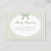 Salie groene gestreepte kaart voor baby shower (Voorkant)