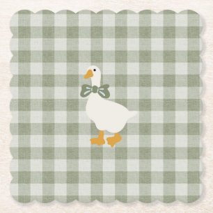 Salie Groene Gingham Buffalo Check Baby Shower Lin Kartonnen Onderzetters