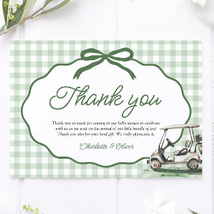 Salie Groene Gingham Frame Boog Golf Nieuw bij de Bedankkaart