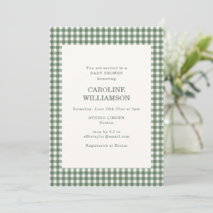 Salie groene gingham geruit retro baby shower kaart