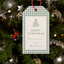 Salie Groene Gingham Geruite Kerstcadeautags