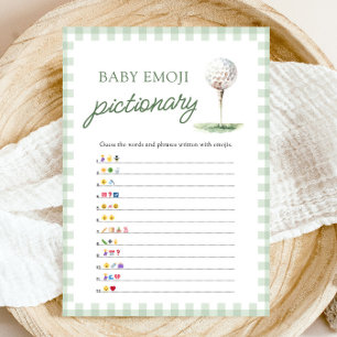 Salie Groene Gingham Golf Baby Emoji Pictionary Sp Kaart